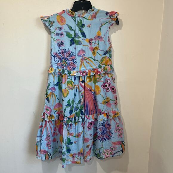 Banjanan Chandra 100% Cotton Ruffle Tiered Sleeveless Printed Dress XS - Picture 4 of 9